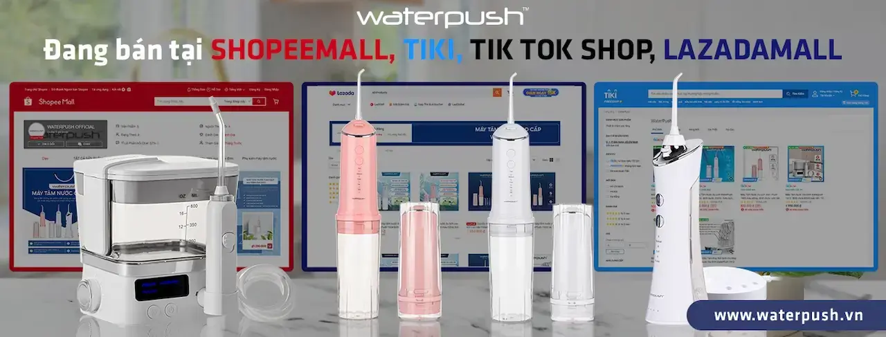 Waterpush Máy Tăm Nước Waterpush Chính Hãng, Thiết Kế Gọn Nhẹ Dễ Dàng Di Chuyển, Làm Sạch Và Bảo Vệ Răng Miệng Tối Ưu Nhất Với Nhiều Chế Độ Và Nhiều Dạng Đầu Phun Tích Hợp Hỗ Trợ 24/7