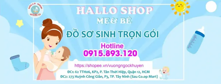 Hallo Mẹ Và Bé Quần Áo Sơ Sinh Trọn Gói Quận 12, Phụ Kiện Mẹ và Bé với nhiều mặt hàng sản phẩm tã, bỉm, bình sửa, nôi, niệm...trẻ em sơ sinh, mẹ bầu ở đây