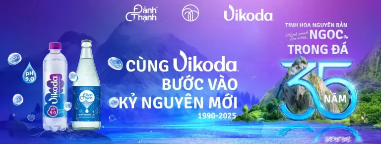 Vikoda Nước khoáng kiềm 100% thiên nhiên pH: 9,0 (±0,5) Dưỡng nguồn sống cho sức khỏe vẹn toàn