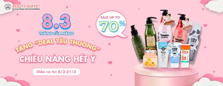 Sản phẩm của Beauty Buffet beautybuffet nổi tiếng chất lượng và đa dạng với hơn 7000 mặt hàng từ các dòng sản phẩm: Trang điểm, Chăm sóc da mặt, Chăm sóc cơ thể, Chăm sóc tóc,