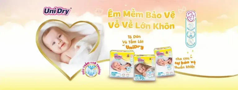 Tã Em Bé Unidry Thấm Hút Vượt Trội, Co Giãn Linh Hoạt Cho Bé Năng Động Cả Ngày. Khăn Ướt Trẻ Em Unifresh Công Thức 5 An Toàn Nhẹ Nhàng Chăm Sóc Da Bé.