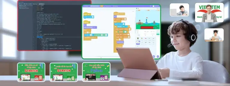 VietStem Đơn vị chuyên cung cấp các khóa học trực tuyến và tài liệu học lập trình cho học sinh lớp 1 - 12